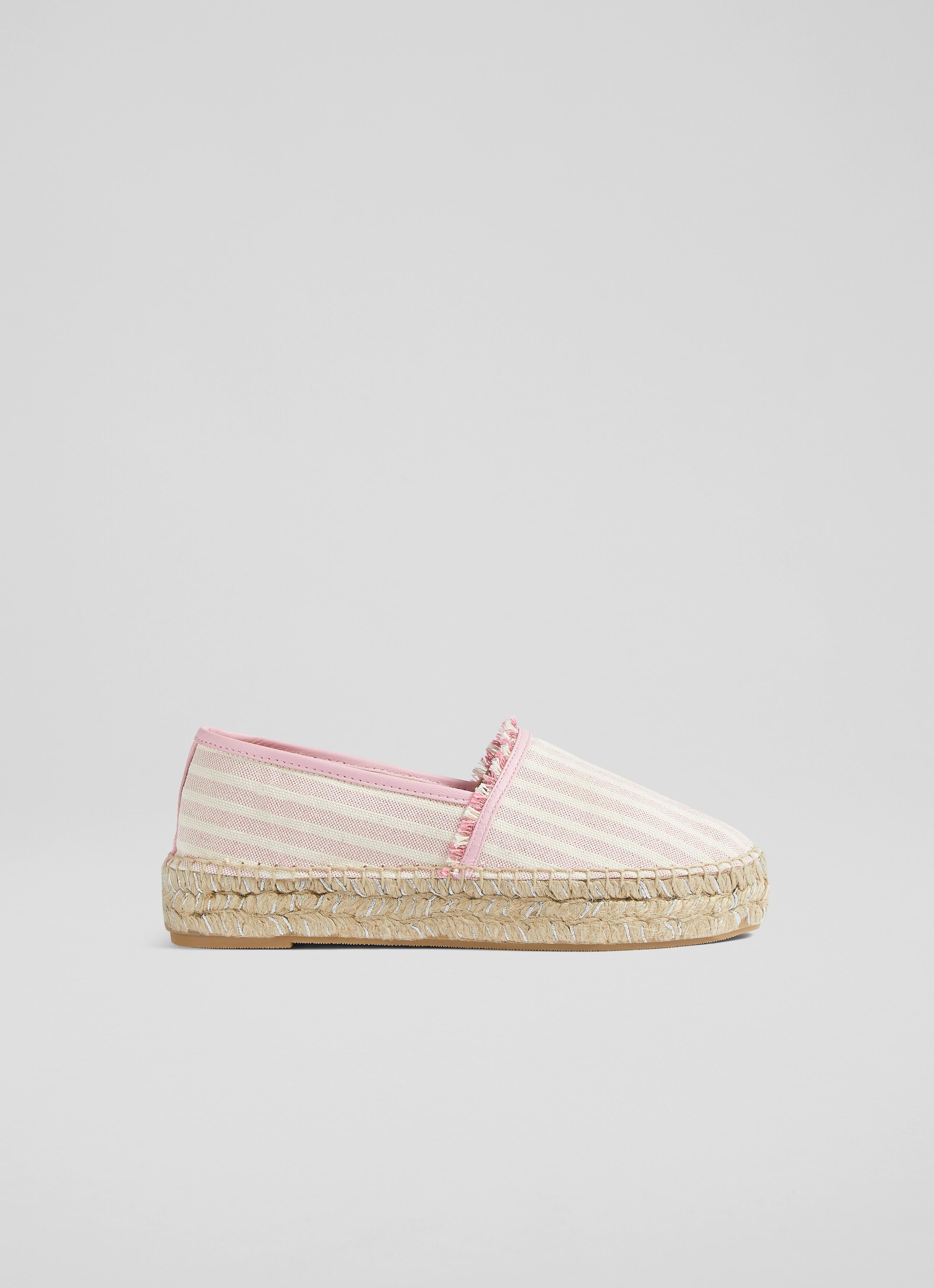 Tiana Pink Canvas Flatform Espadrilles