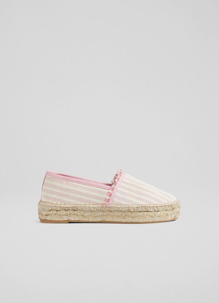 Tiana Pink Canvas Flatform Espadrilles