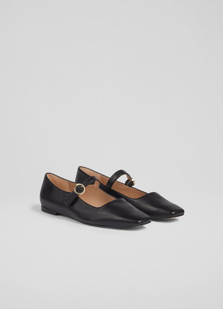 Willow Black Leather Mary Jane Flats Shoes Collections L.K.Bennett London