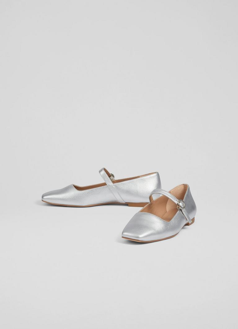 Willow Silver Leather Mary Jane Flats Shoes Collections L.K.Bennett London