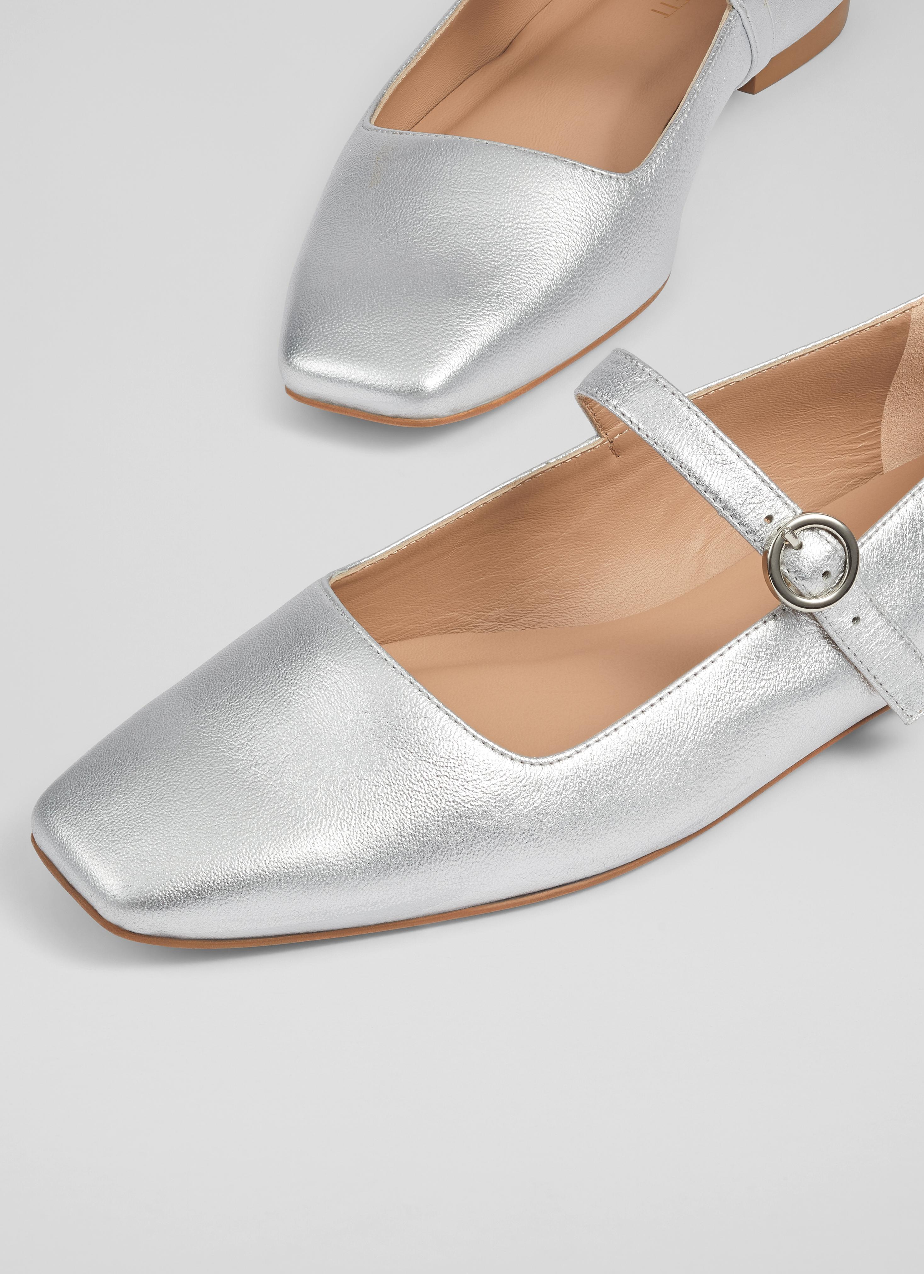 Willow Silver Leather Mary Jane Flats | Shoes | Sale | Collections
