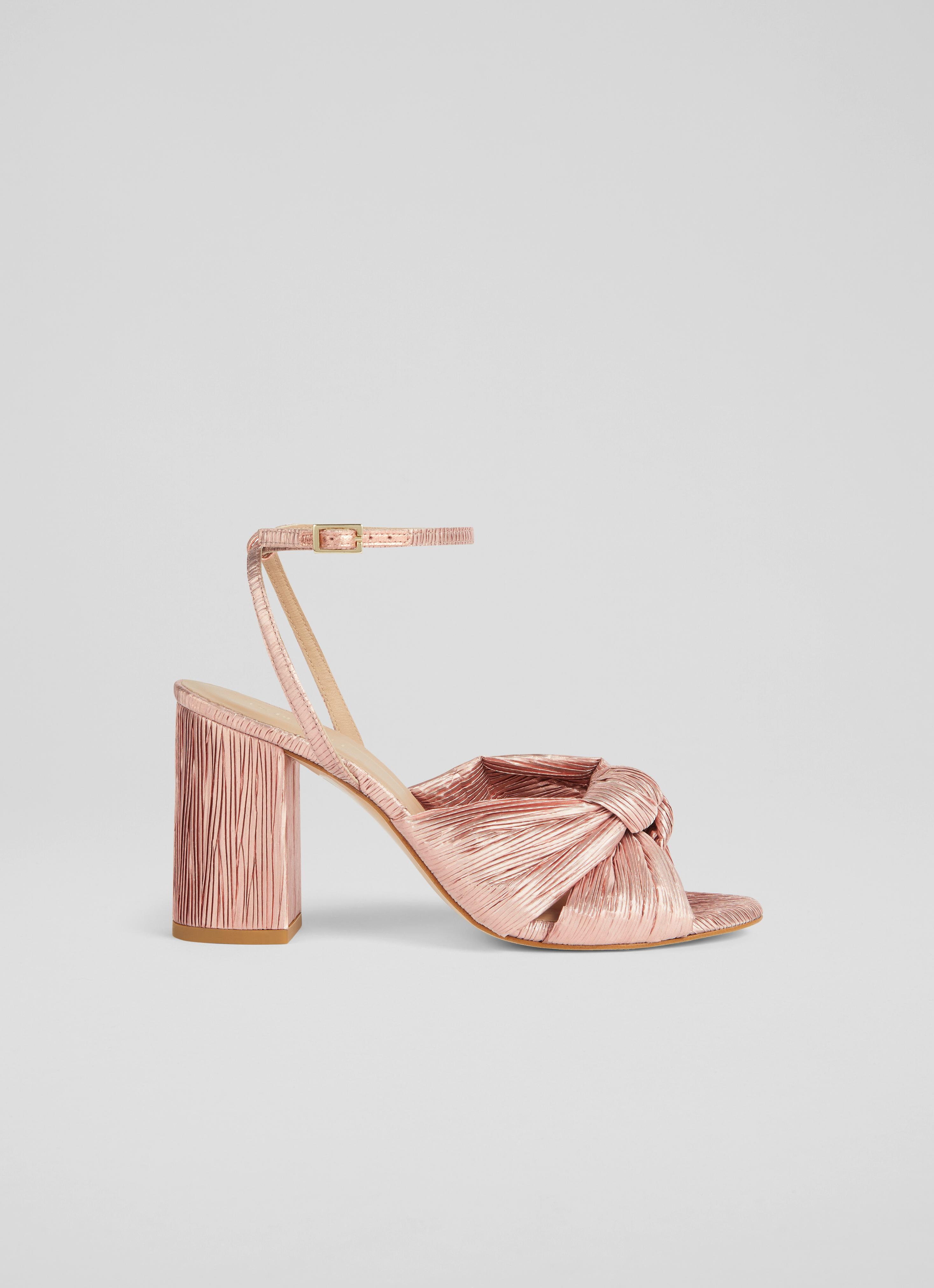 Eliana Pink Crinkle Satin Sandals
