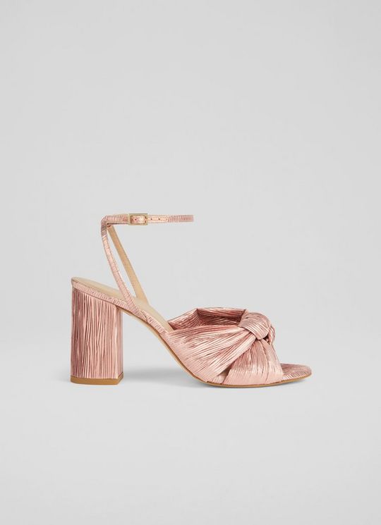 L.K.Bennett Eliana Pink Crinkle Satin Sandals, Pink