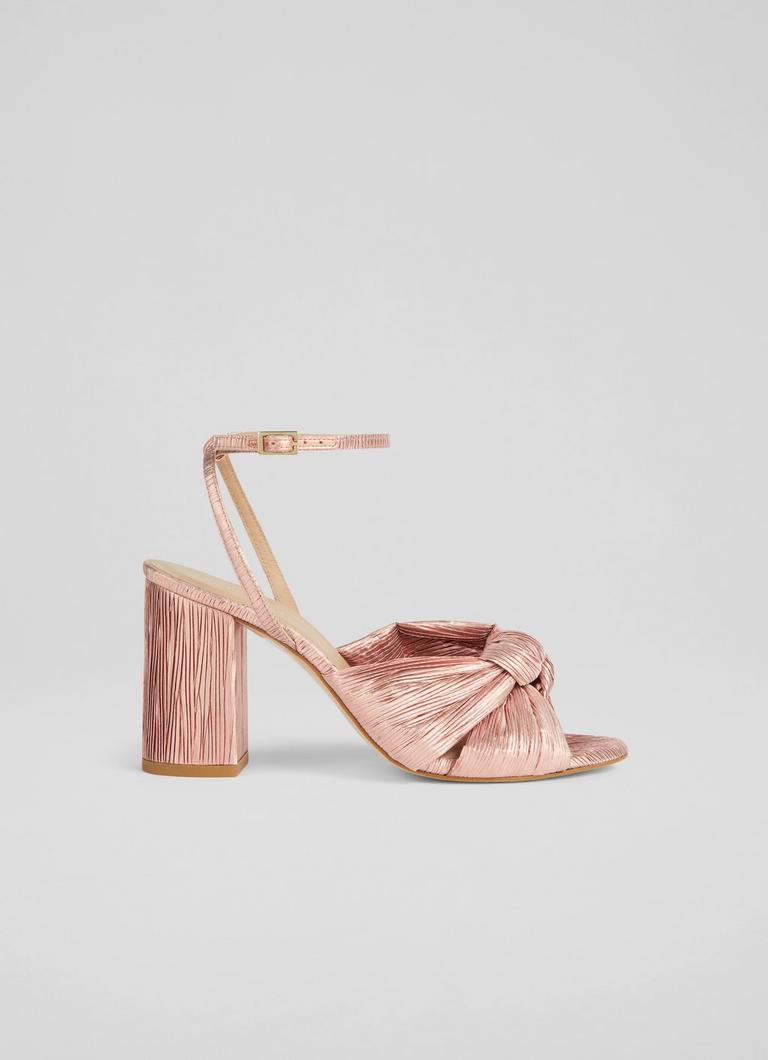 Eliana Pink Crinkle Satin Sandals