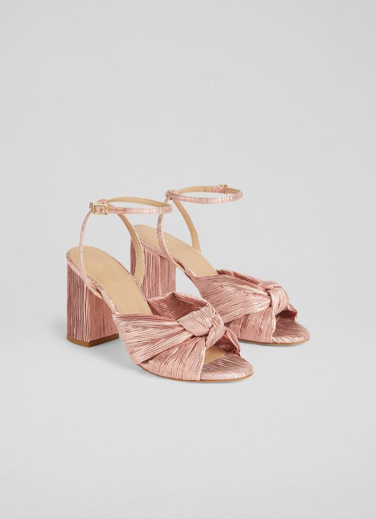 Eliana Pink Crinkle Satin Sandals