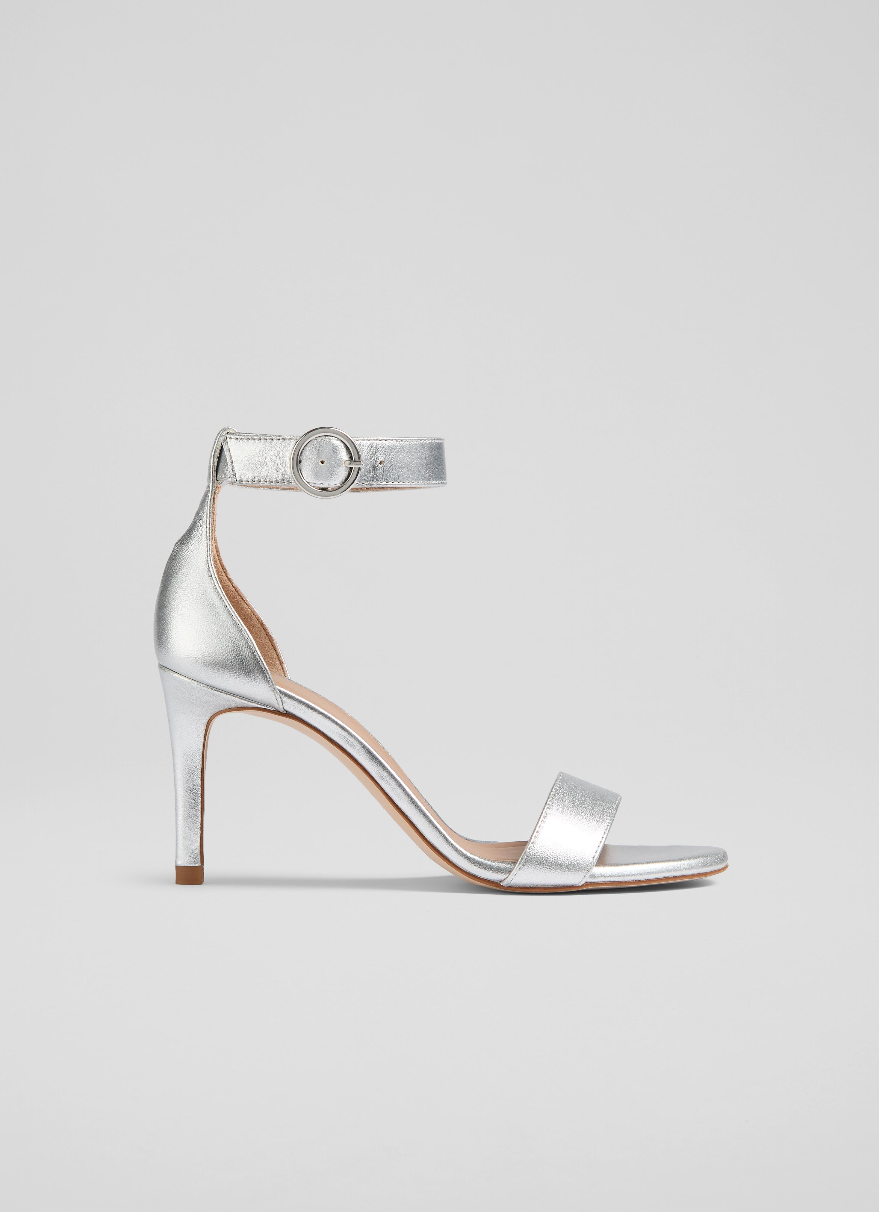 Ivy Silver Leather Single Strap Sandals
