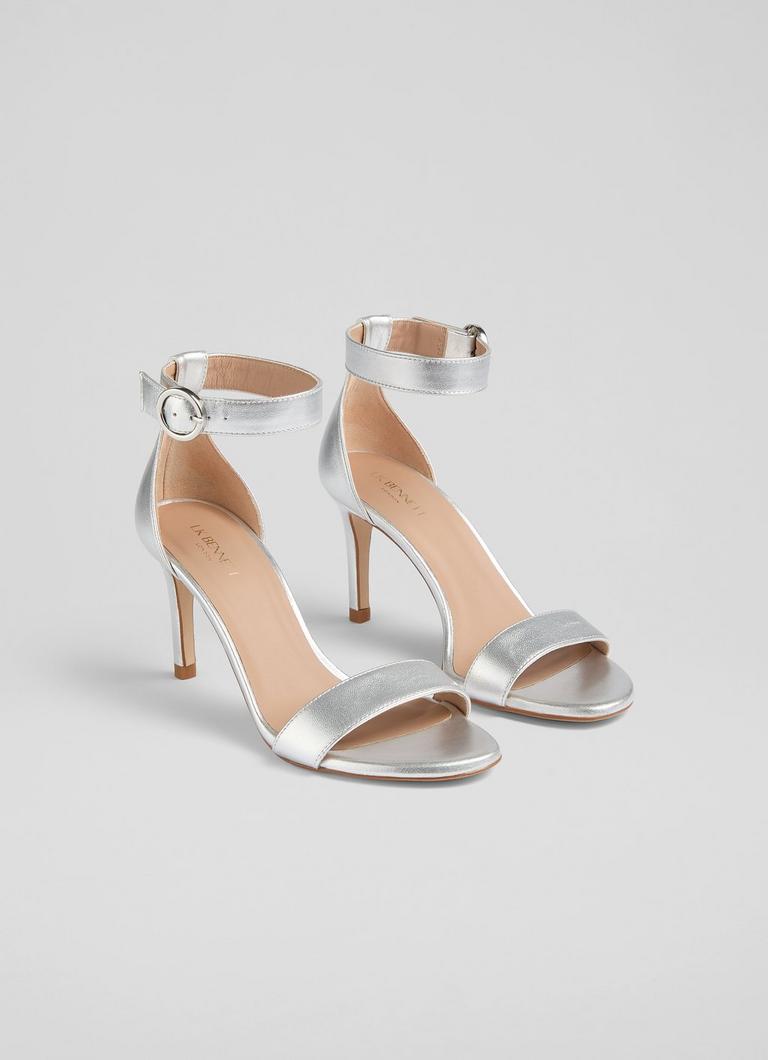 Ivy Silver Leather Single Strap Sandals Shoes Collections L.K.Bennett London