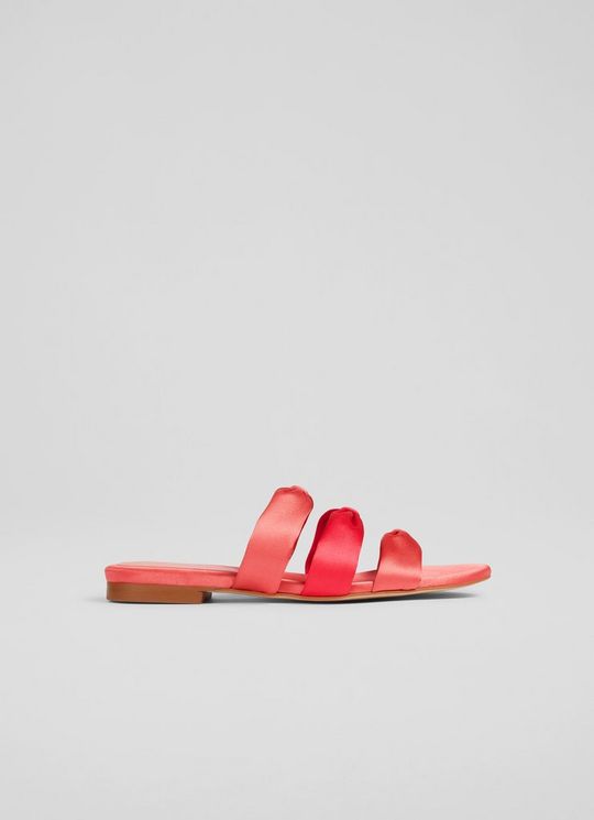 L.K.Bennett Jayla Pink Satin Knotted Flat Sandals, Pink
