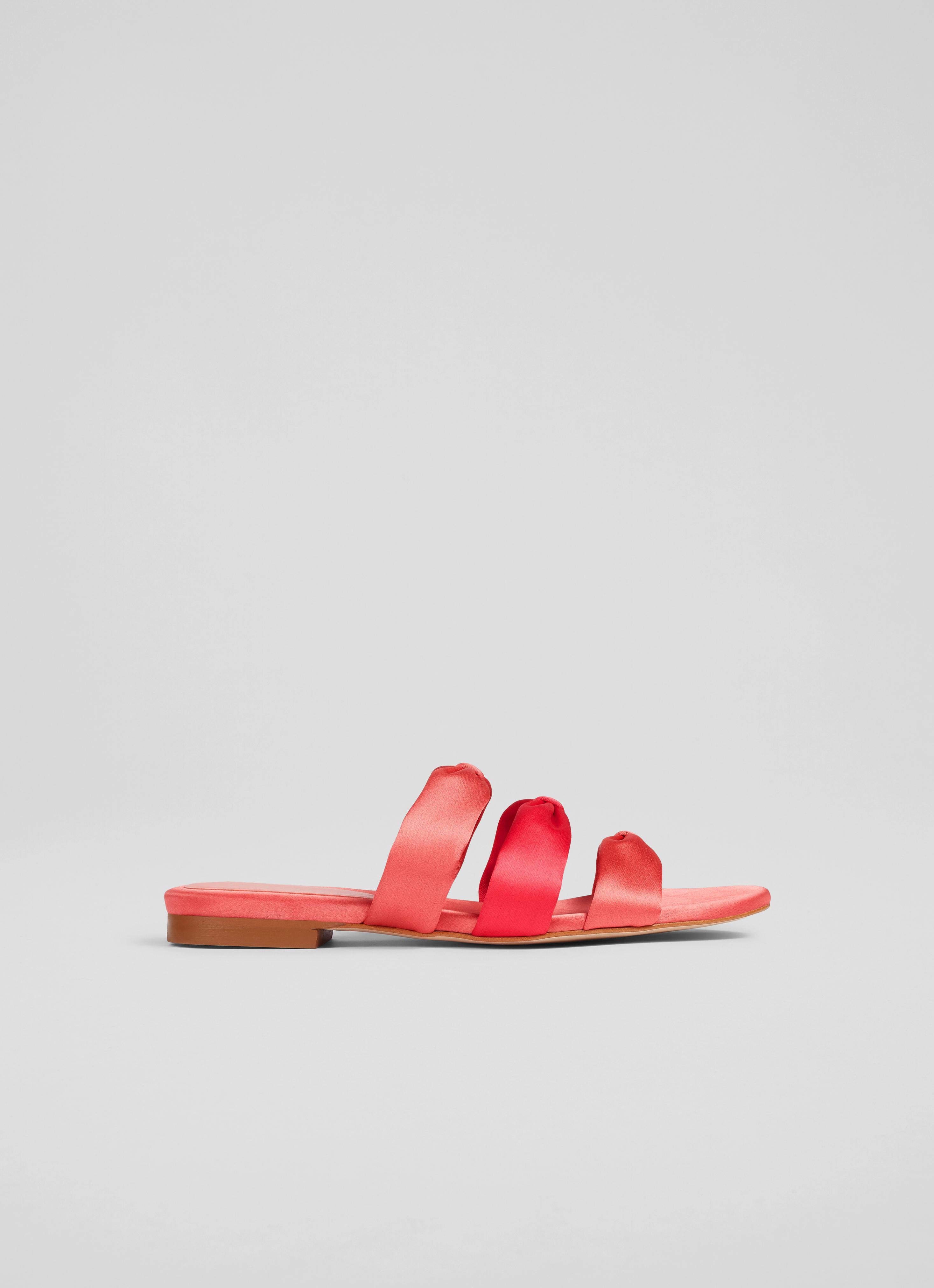 L.K.Bennett Jayla Pink Satin Knotted Flat Sandals, Pink