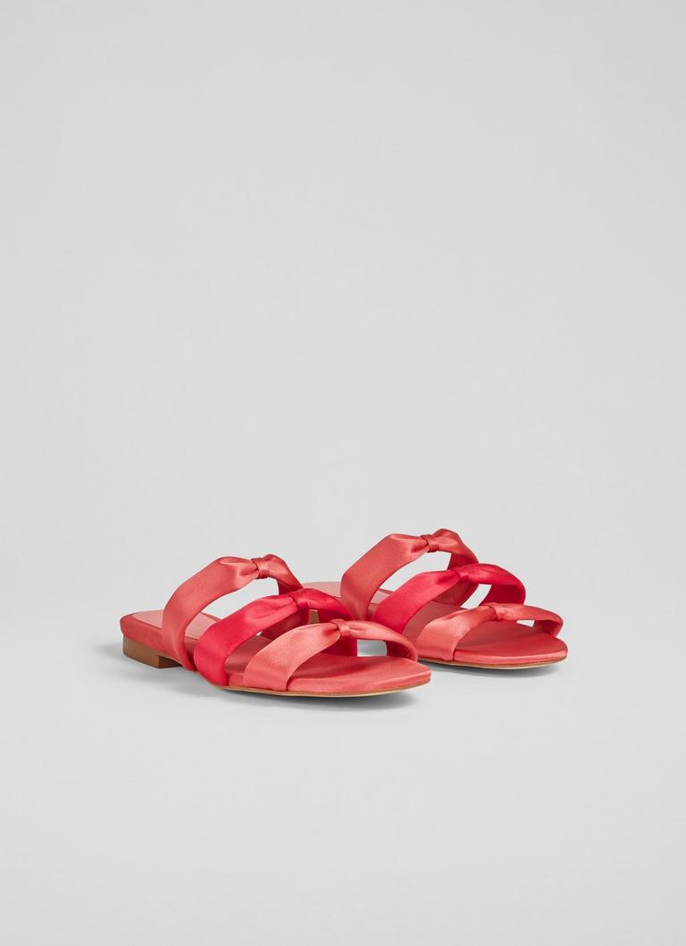 Jayla Pink Satin Knotted Flat Sandals