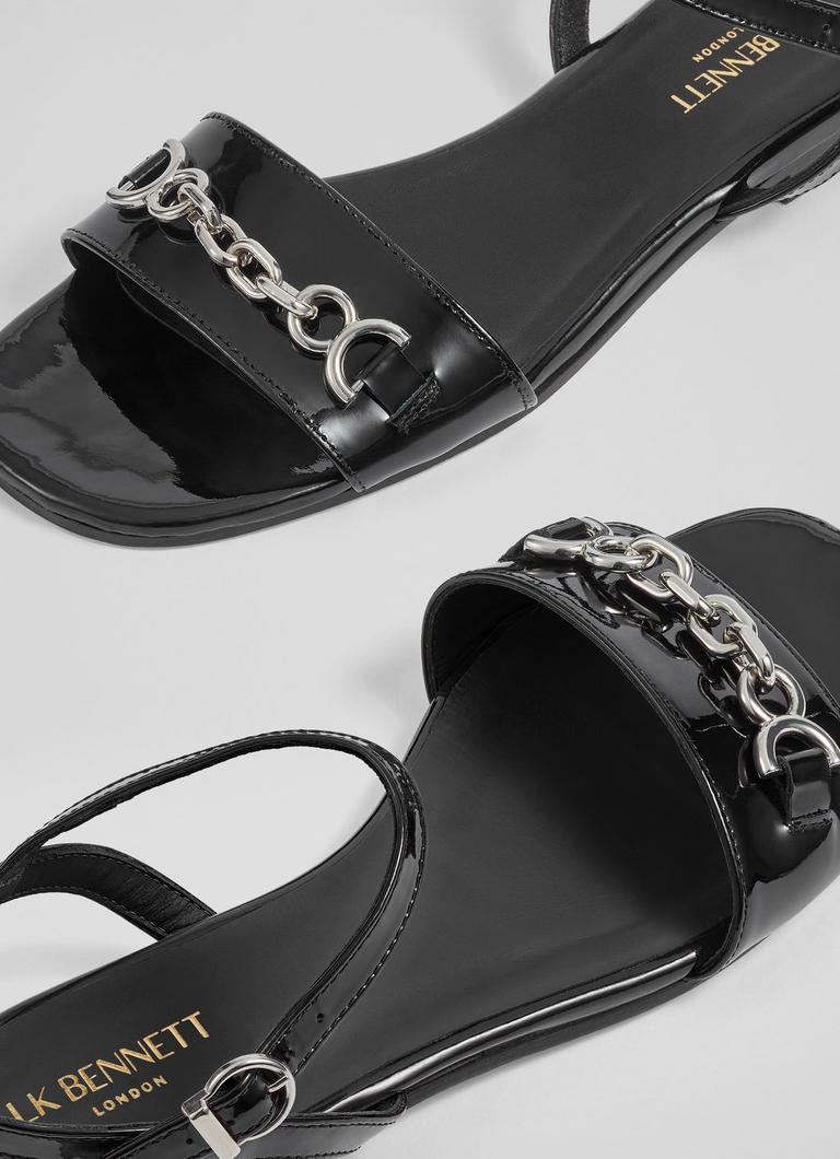 Patent flat sandals discount