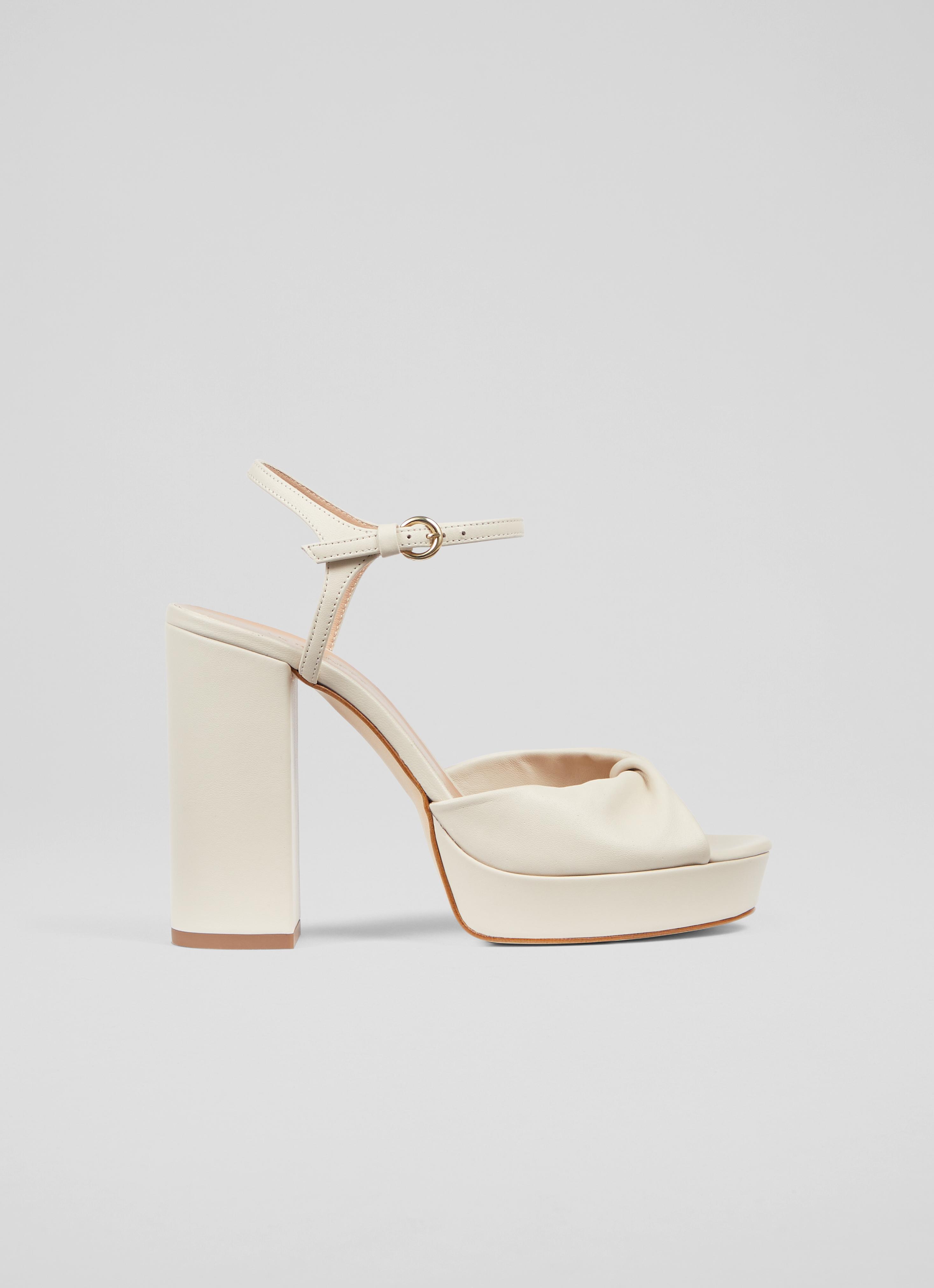 Rosa Cream Leather Platform Sandals