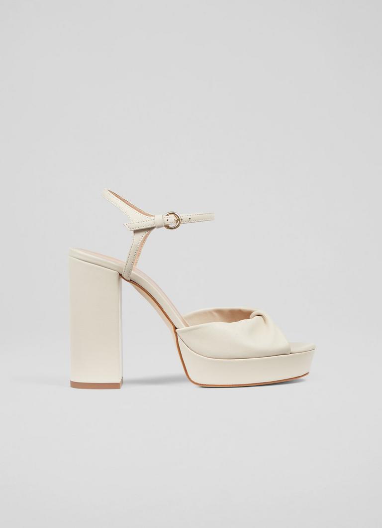 Rosa Cream Leather Platform Sandals
