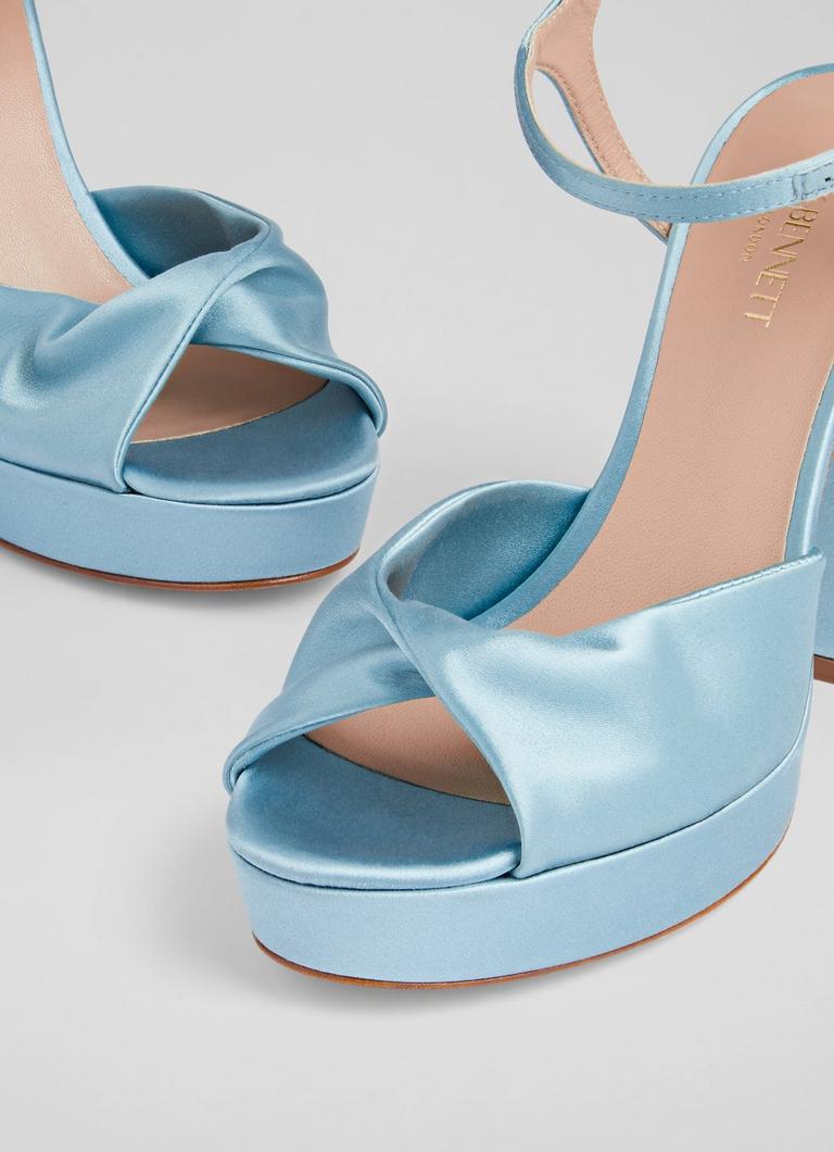 Rosa Pale Blue Satin Platform Sandals Sale Collections