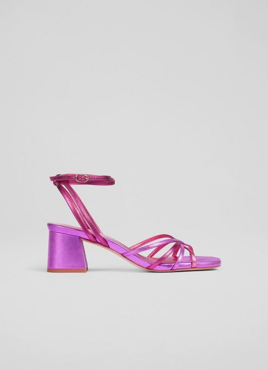 L.K.Bennett Starlet Pink And Purple Metallic Strappy Sandals, Fuchsia