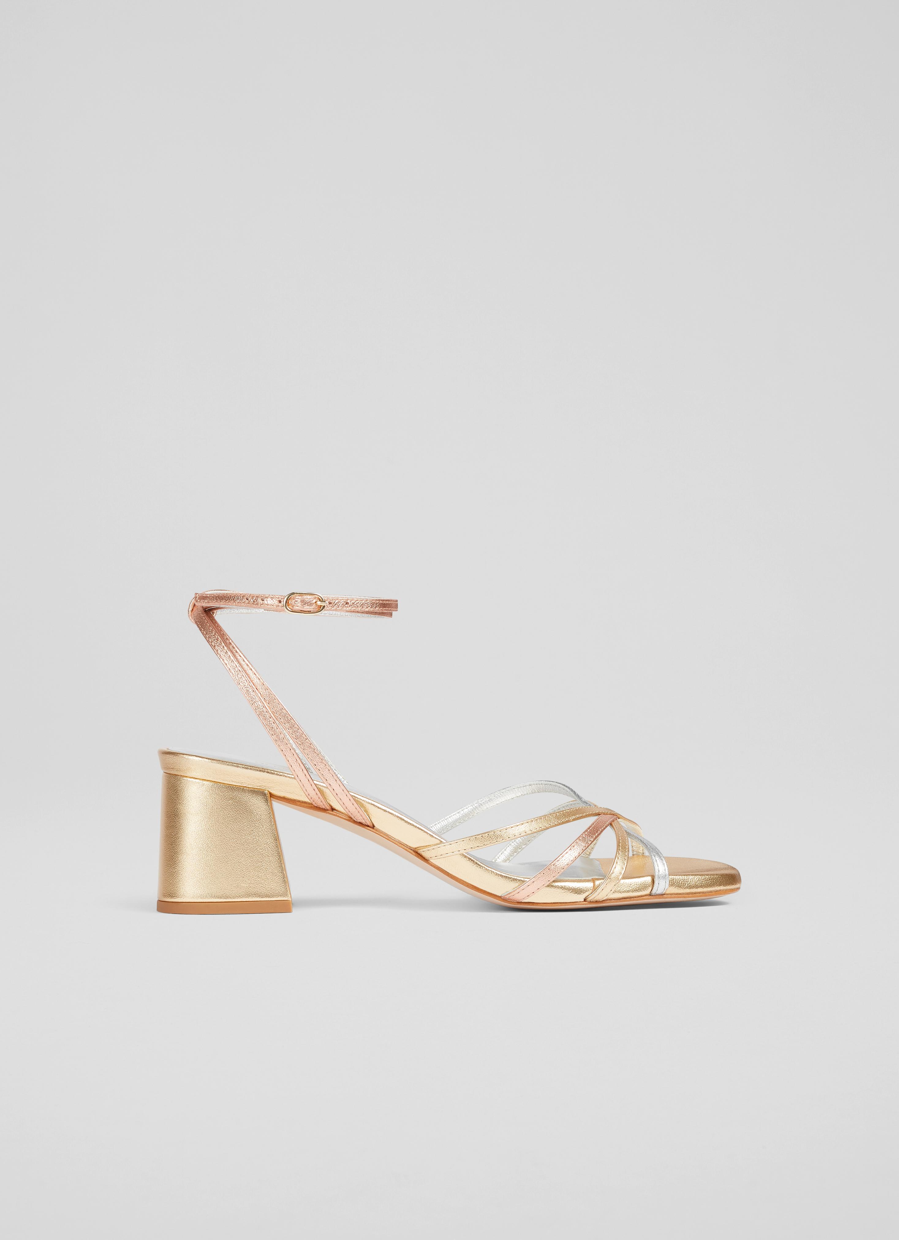 Starlet Gold Metallic Strappy Sandals Sale Collections