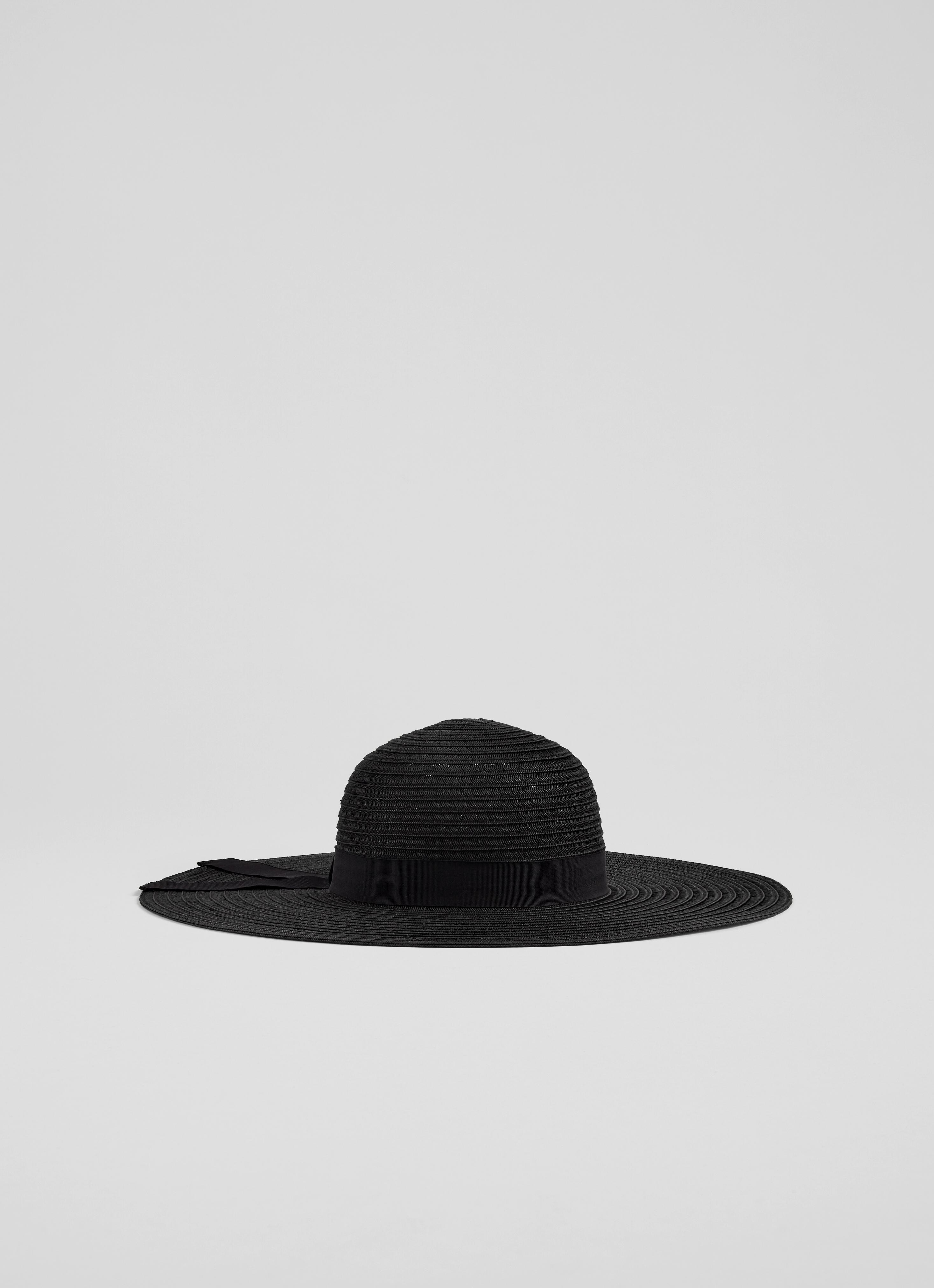 L.K.Bennett Savannah Black Raffia Floppy Sun Hat, Black