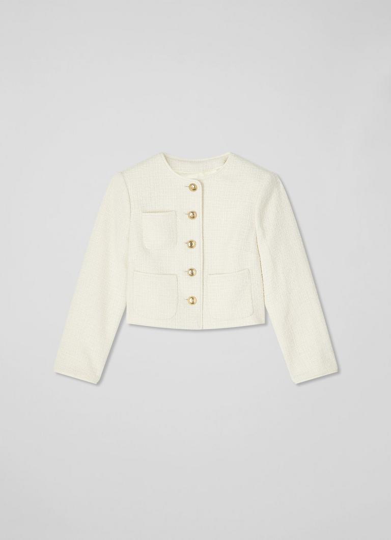 Alexa Cream Recycled Cotton Blend Italian Tweed Jacket Clothing New Arrivals Collections L.K.Bennett London