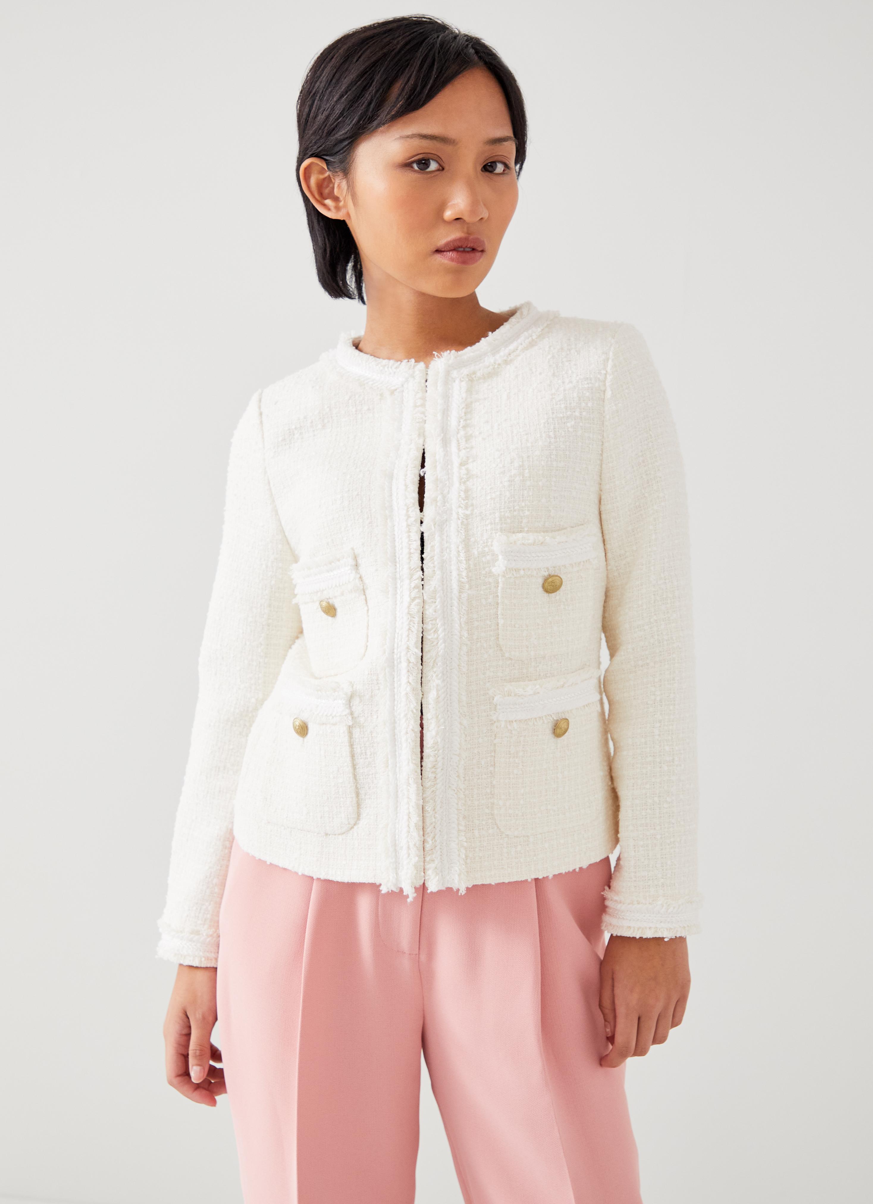Charlie Petite Ivory Recycled Cotton Tweed Jacket | Coats