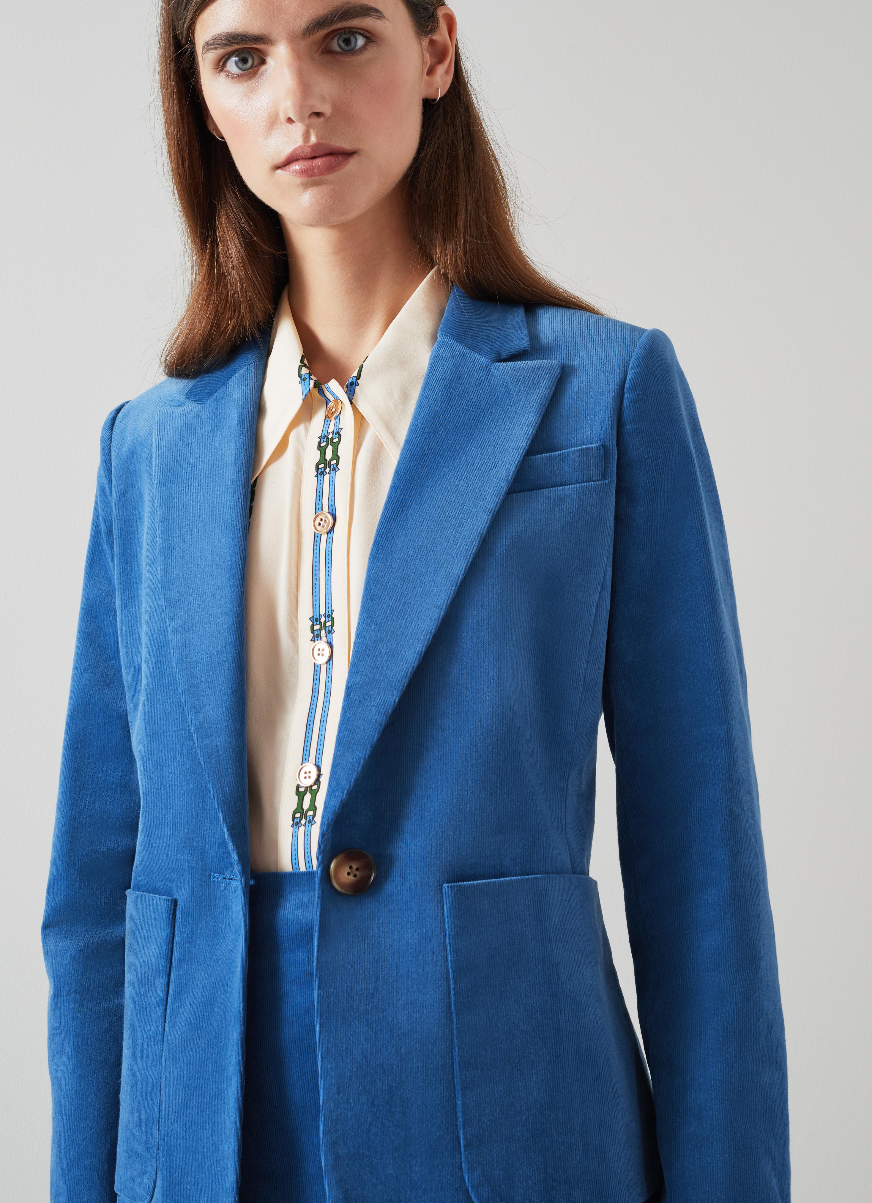 Deborah Blue Cotton Cord Jacket Clothing Sale Collections