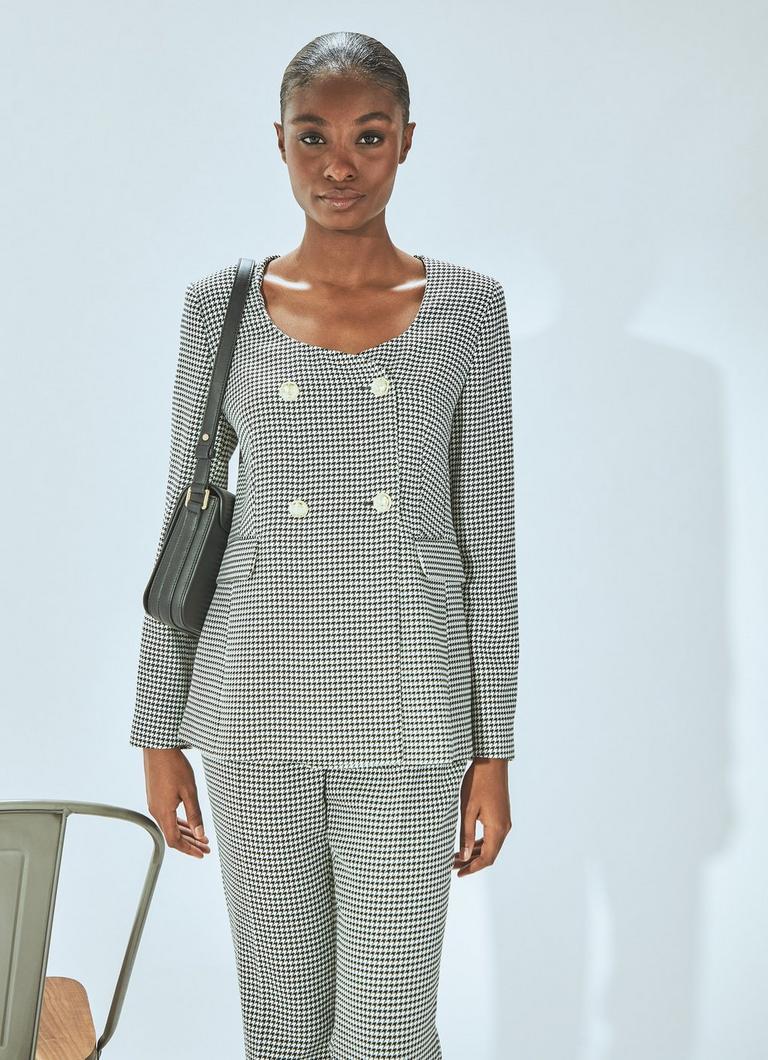 Laurie Black & Cream Houndstooth Tailored ECOVERO™ Jacket