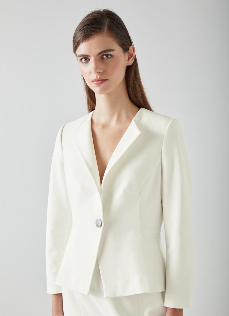 Sky Cream Crepe Jacket with Lenzing™ Ecovero™ Viscose