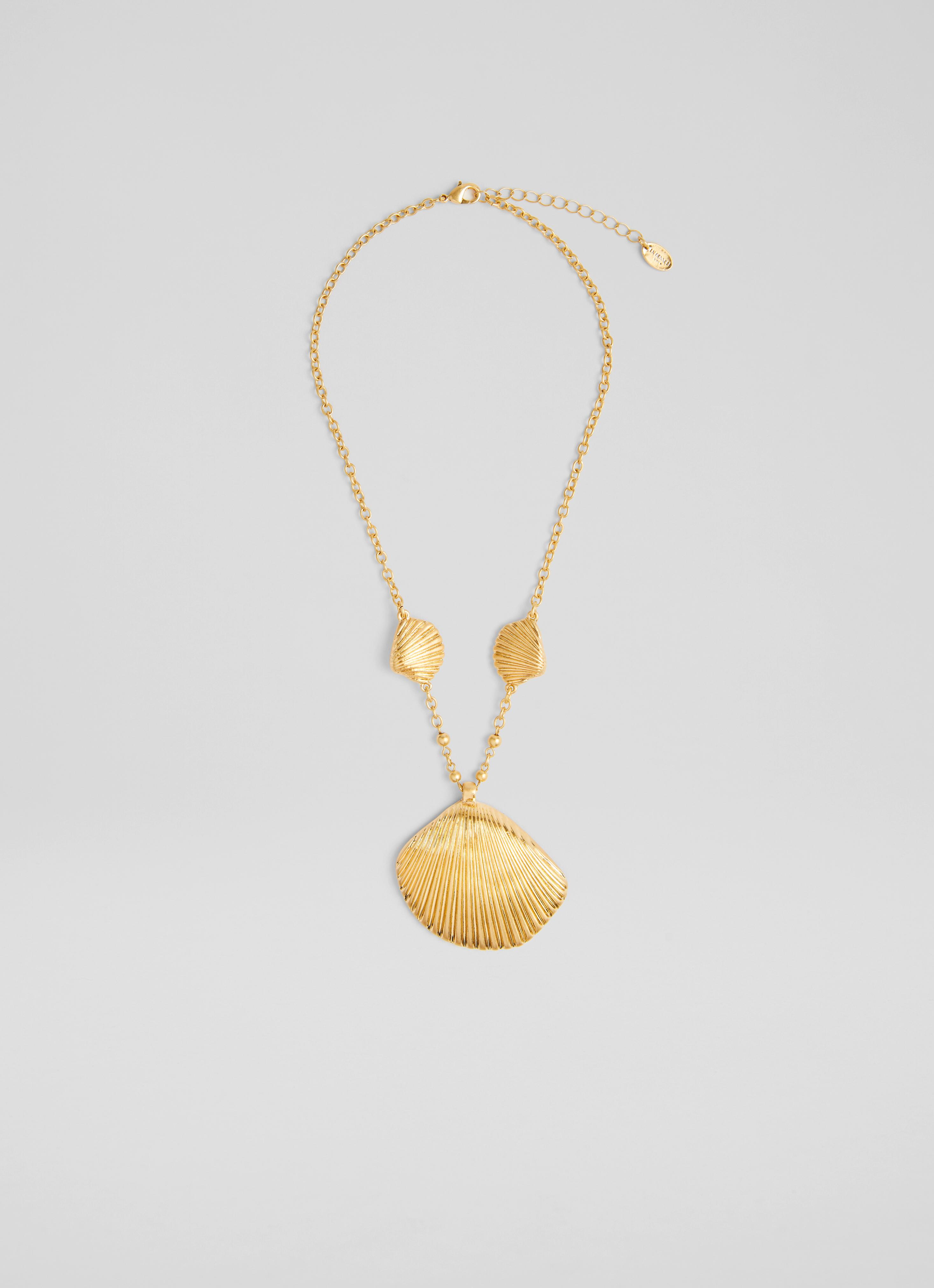 L.K.Bennett Coral Gold-Tone Shell Necklace, Cream Gold