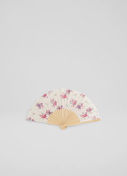 Alissa Bouquet Print Foldable Fan Pink, Pink