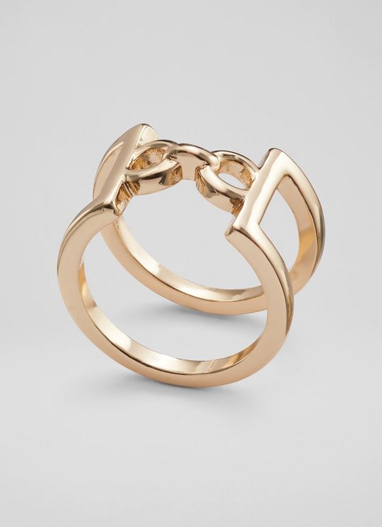 L.K.Bennett Cora Gold Metal Chain-Detail Scarf Ring, Gold