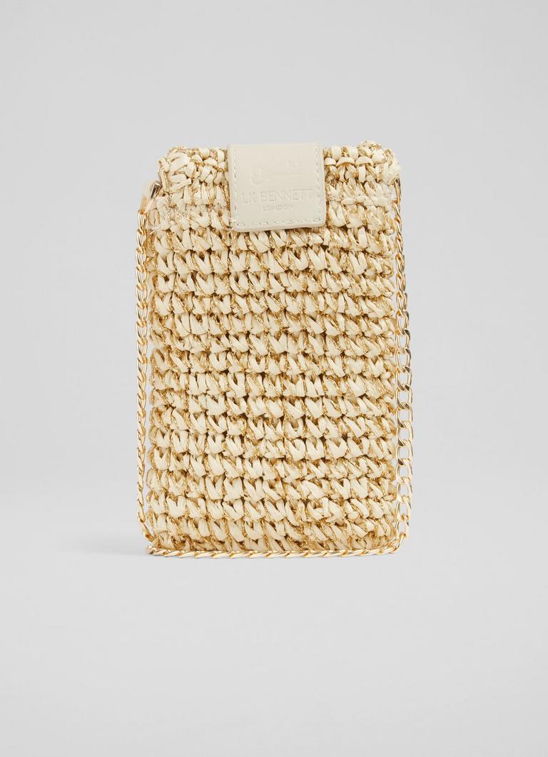Posy Gold Raffia Phone Holder Sale Collections L.K.Bennett London
