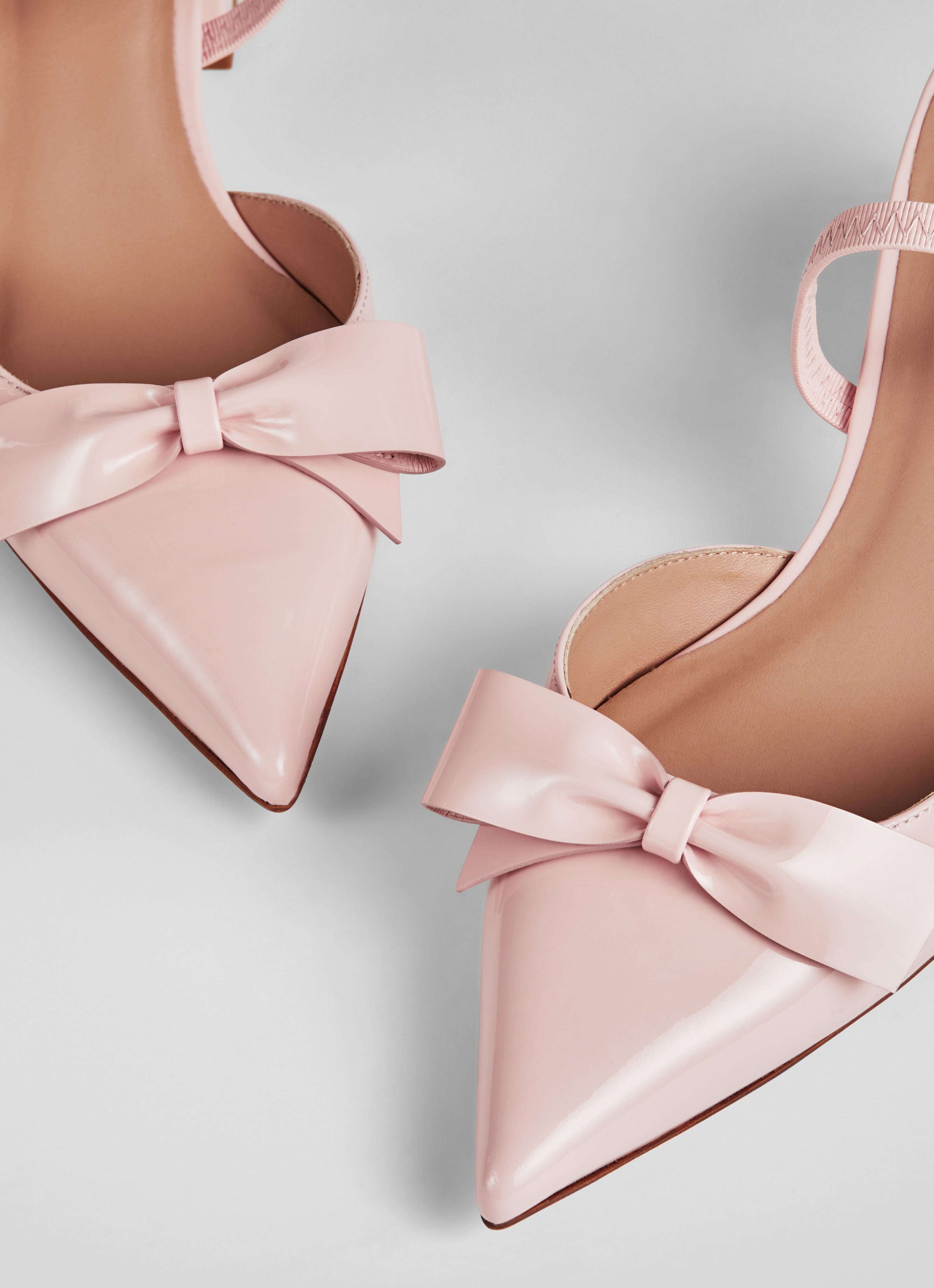 Cadence Pink Patent Bow-Front Slingbacks Sale Collections