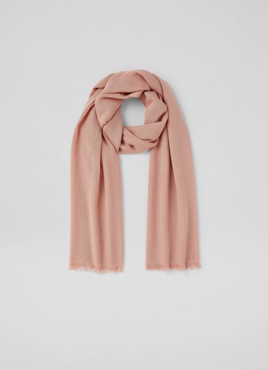 L.K.Bennett Sutton Pink Modal-Wool Blend Scarf, Pink