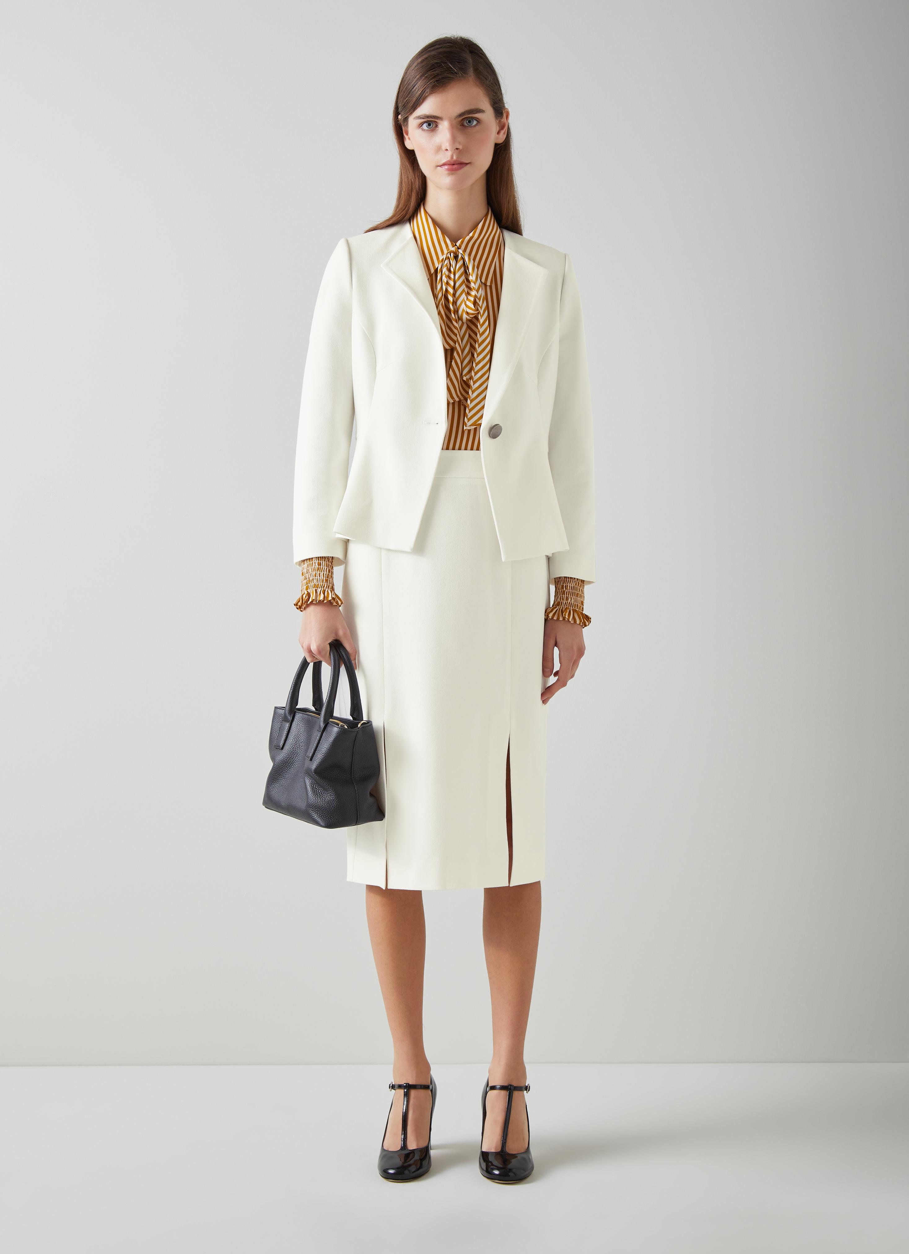 Sky Cream Crepe Pencil Skirt with LENZING™ ECOVERO™ viscose