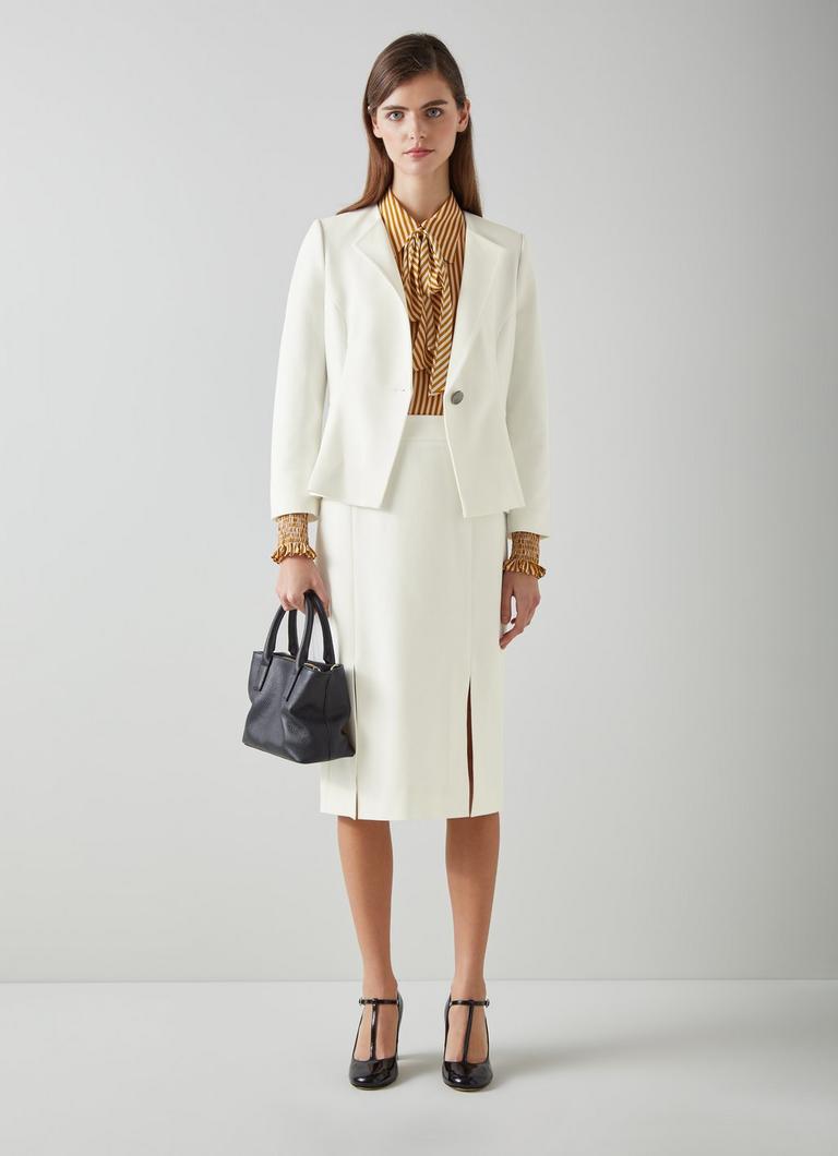 Sky Cream Crepe Pencil Skirt with LENZING™ ECOVERO™ viscose