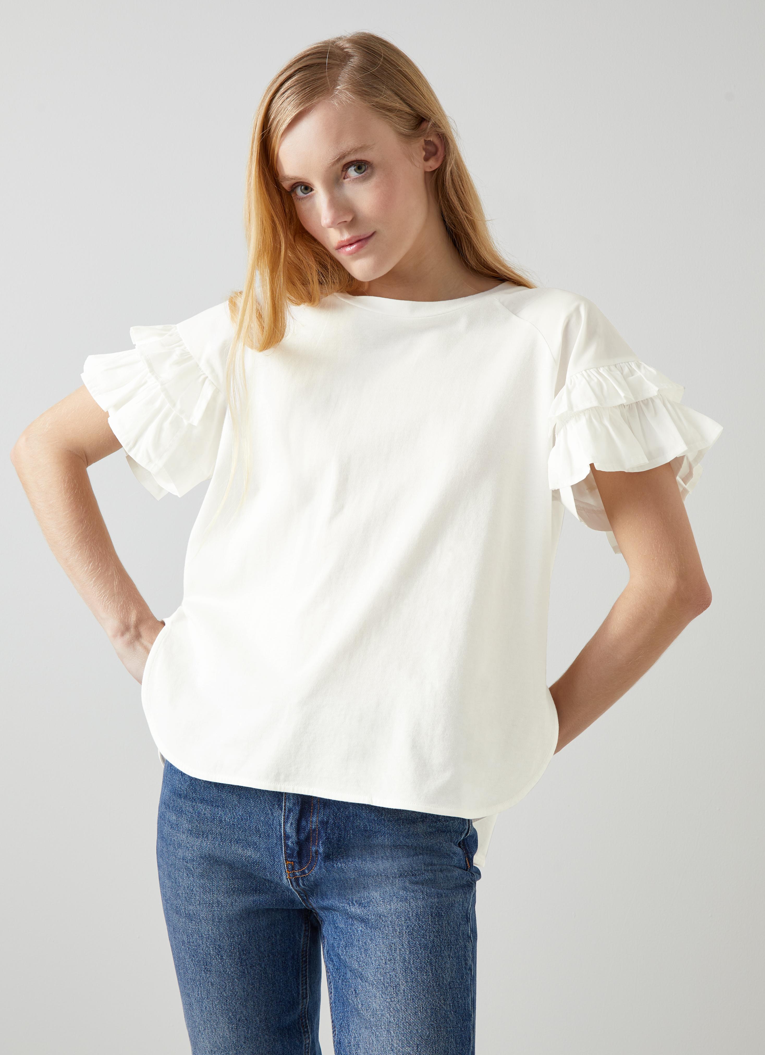 L.K.Bennett Allie White Organic Cotton T-Shirt, White