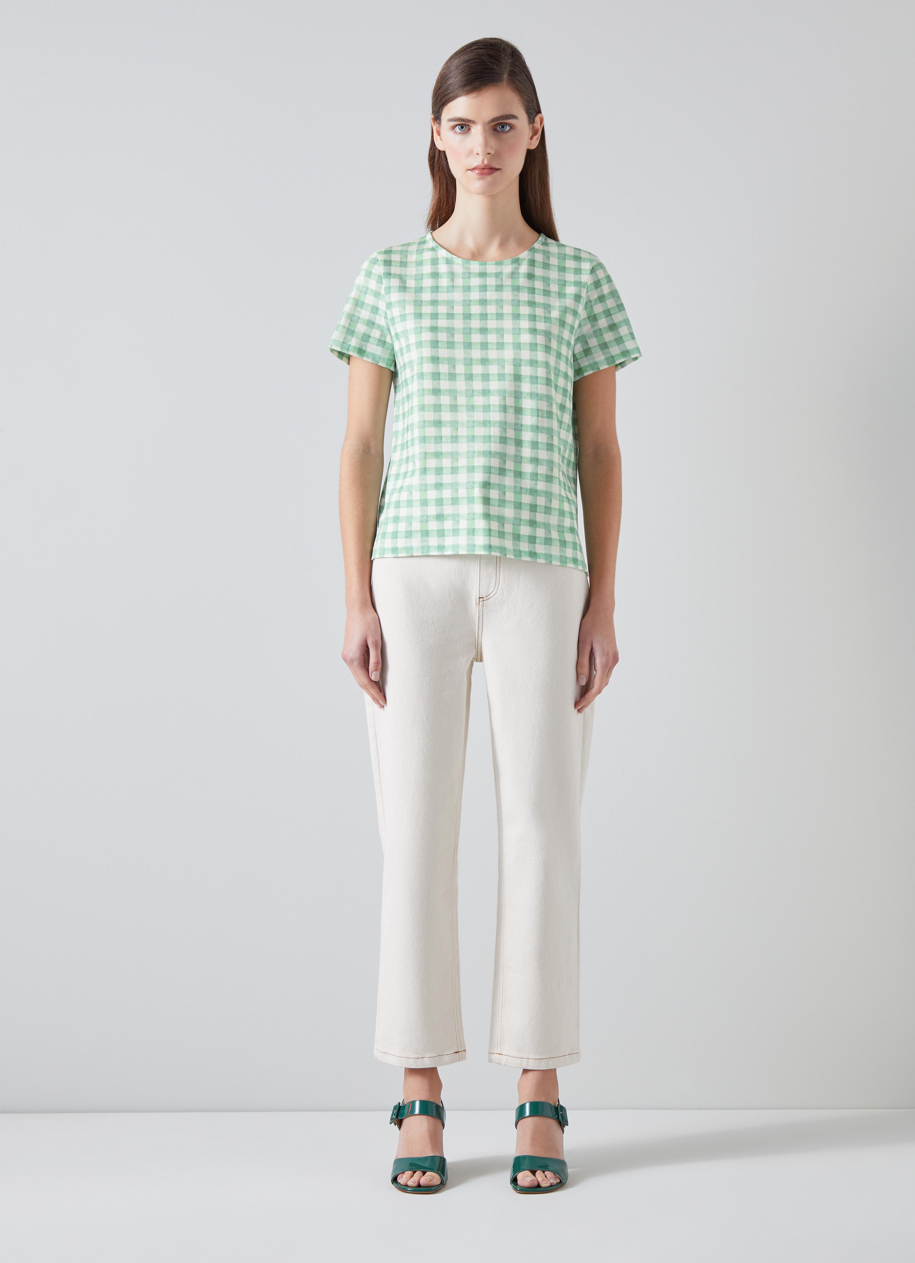 Calder Gingham Check Organic Cotton T-Shirt | Clothing | Sale