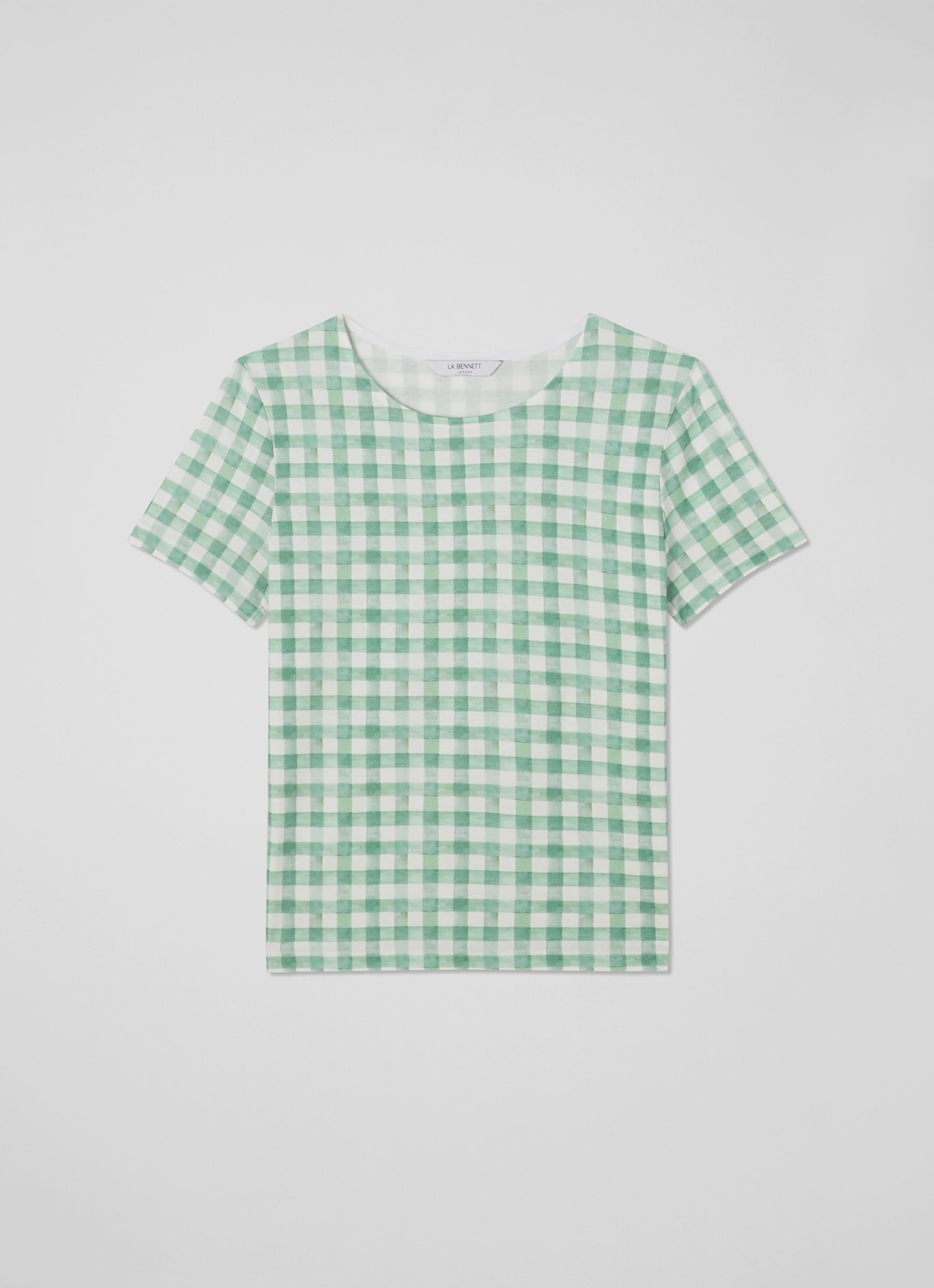 Calder Gingham Check Organic Cotton T-Shirt | Clothing | Sale