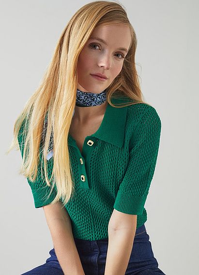 Nancy Green Cotton-Rich Knitted Top Eden Green, Eden Green