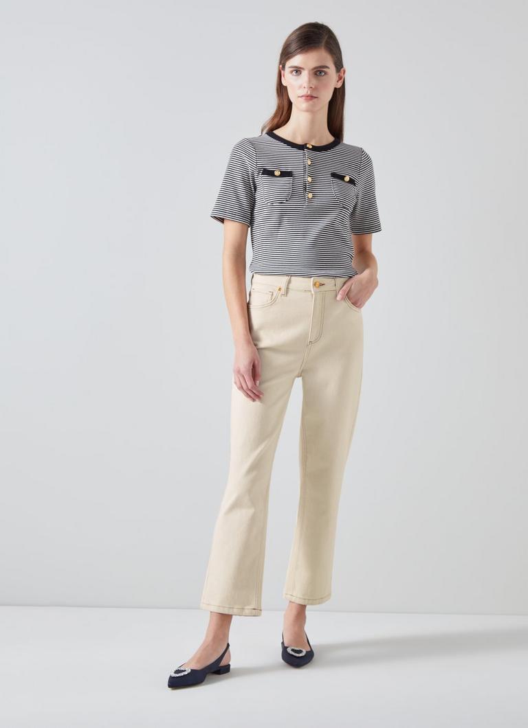 Allie Ecru Denim Cropped Jeans