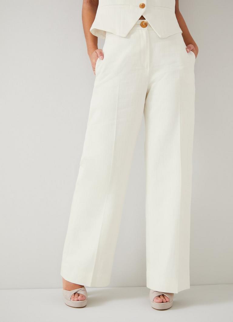 Ami Petite Cream Italian Cotton Wide Leg Trousers Clothing Collections L.K.Bennett London