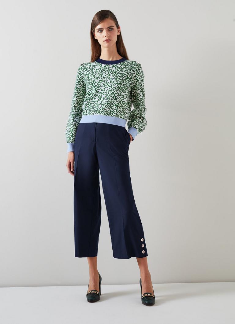 Navy cropped deals wide leg trousers