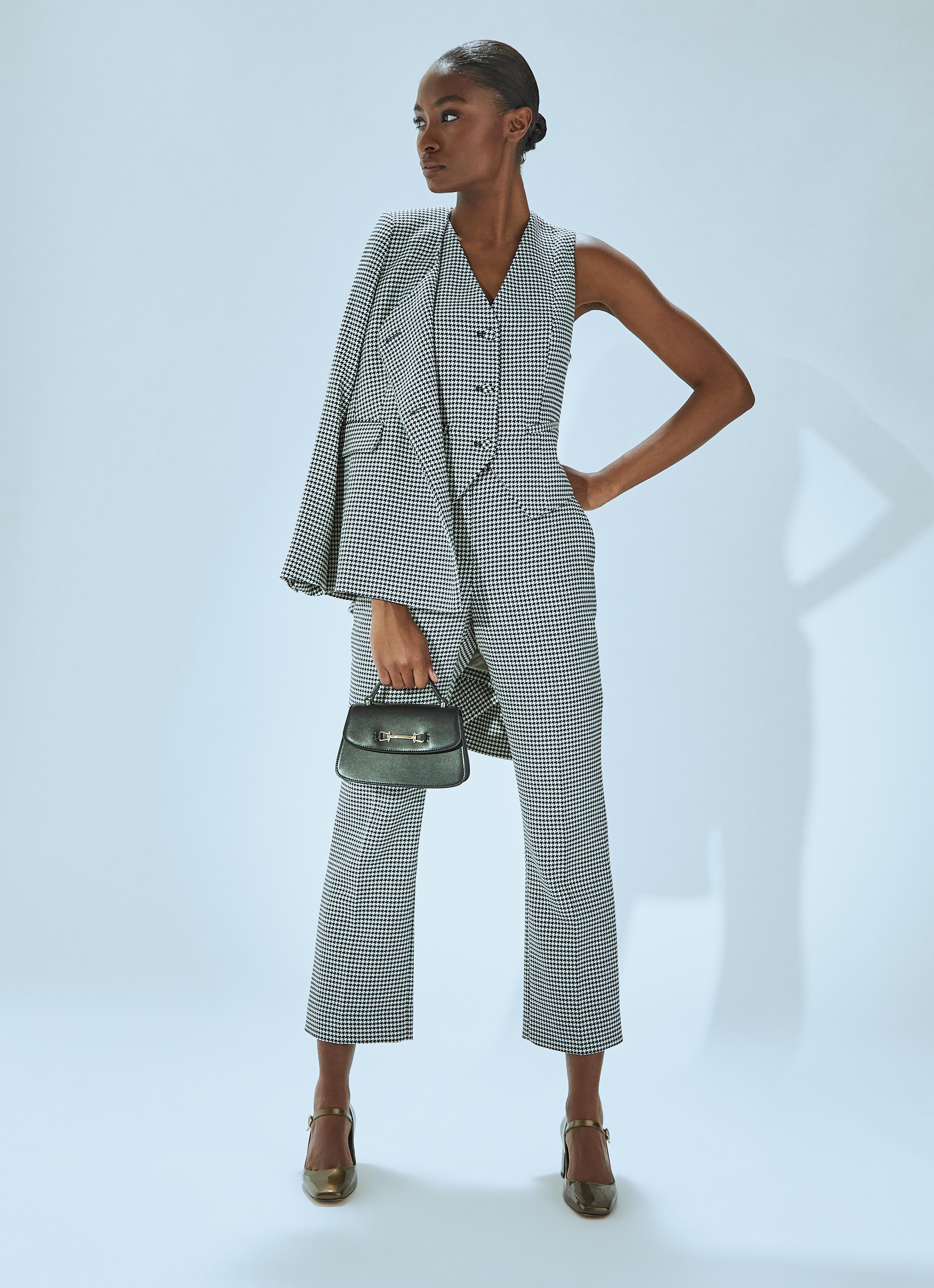 Laurie Black & Cream Houndstooth Bootcut  LENZING™ ECOVERO™ Viscose Trouser