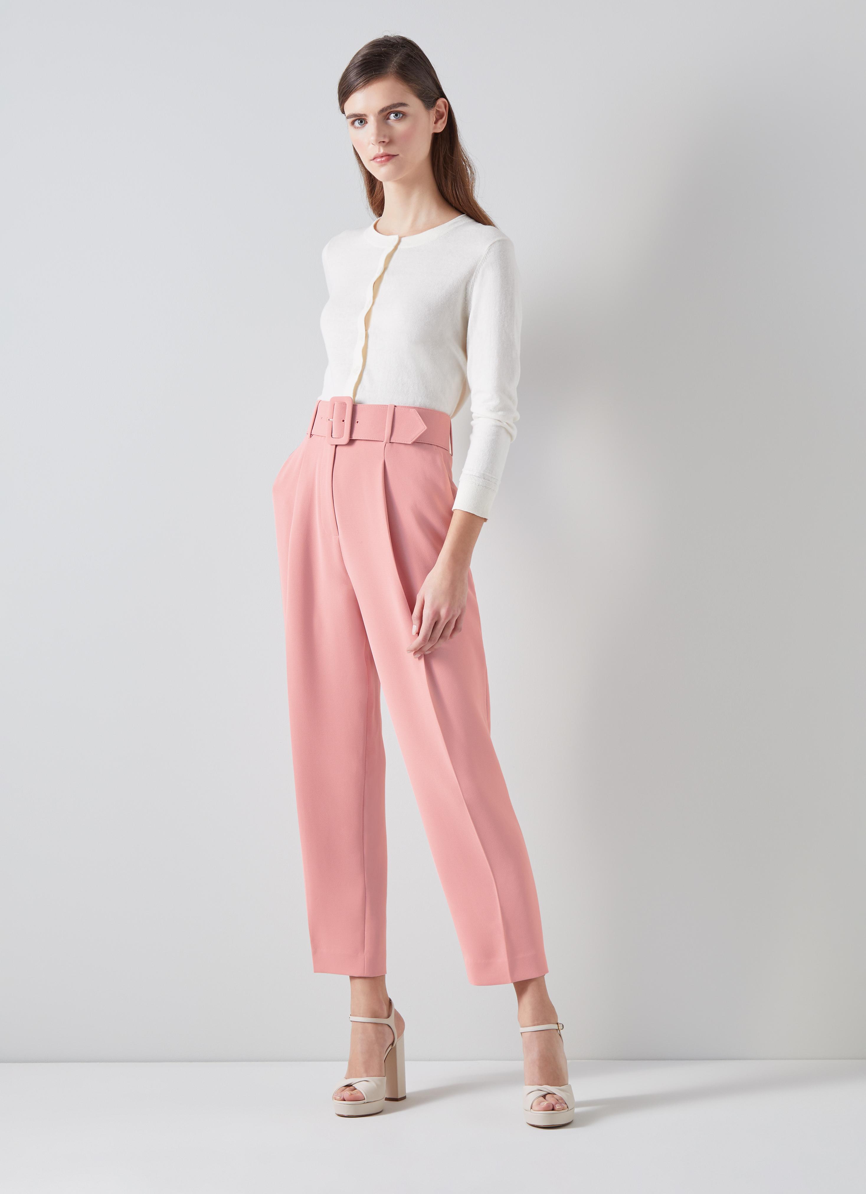Tabitha Pink Crepe Tapered Cropped Trousers | Sale | Collections