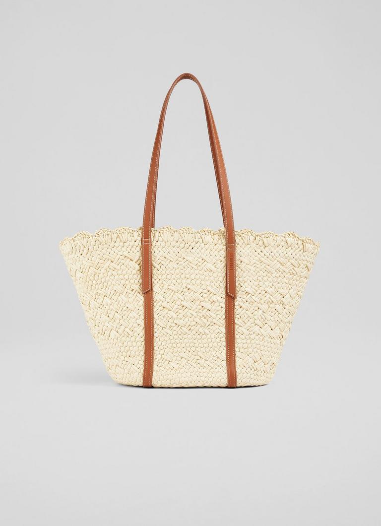 LKBennett Didi ラフィア スカロップエッジ バスケットバッグ Didi Natural Raffia Scallop Edge Basket Bag | Handbags