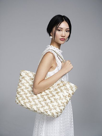Sansa White And Natural Straw Basket Bag White Natural, White Natural