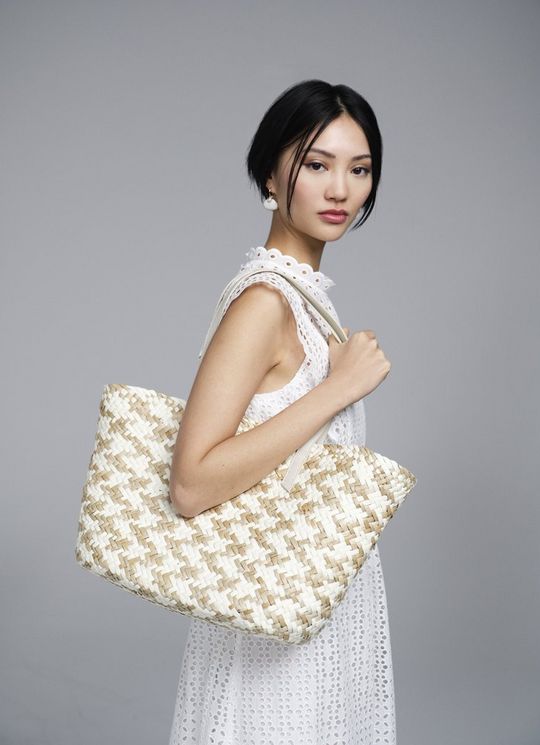 L.K.Bennett Sansa White And Natural Straw Basket Bag, White Natural