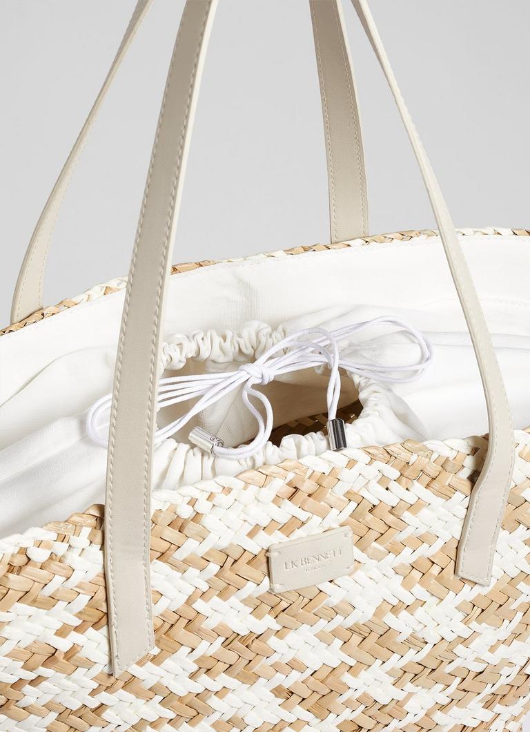 Sansa White And Natural Straw Basket Bag Tote Bags Handbags Collections L.K.Bennett London