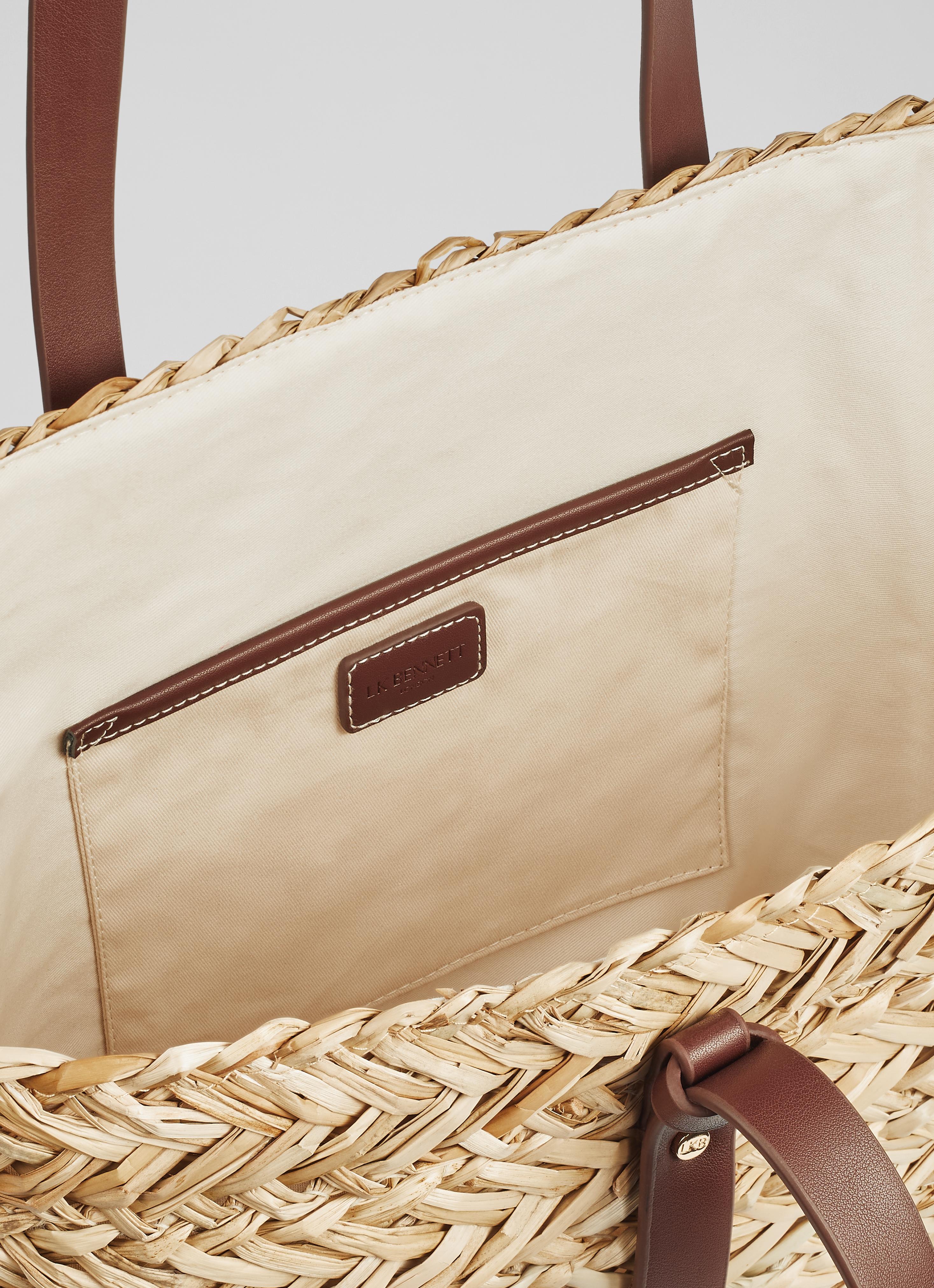 Viola Natural Straw Brown Handles Basket Bag | Handbags | Sale