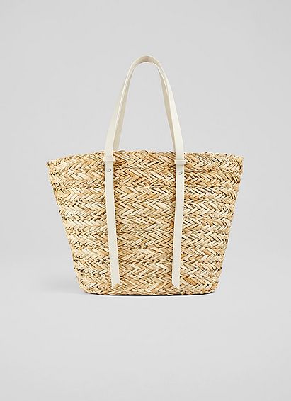 Viola Natural Straw Cream Handles Basket Bag White Natural, White Natural