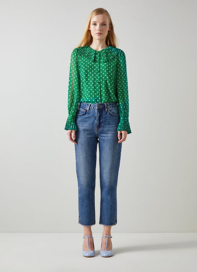 Dita Green and Blue Spot Print Blouse Clothing Collections